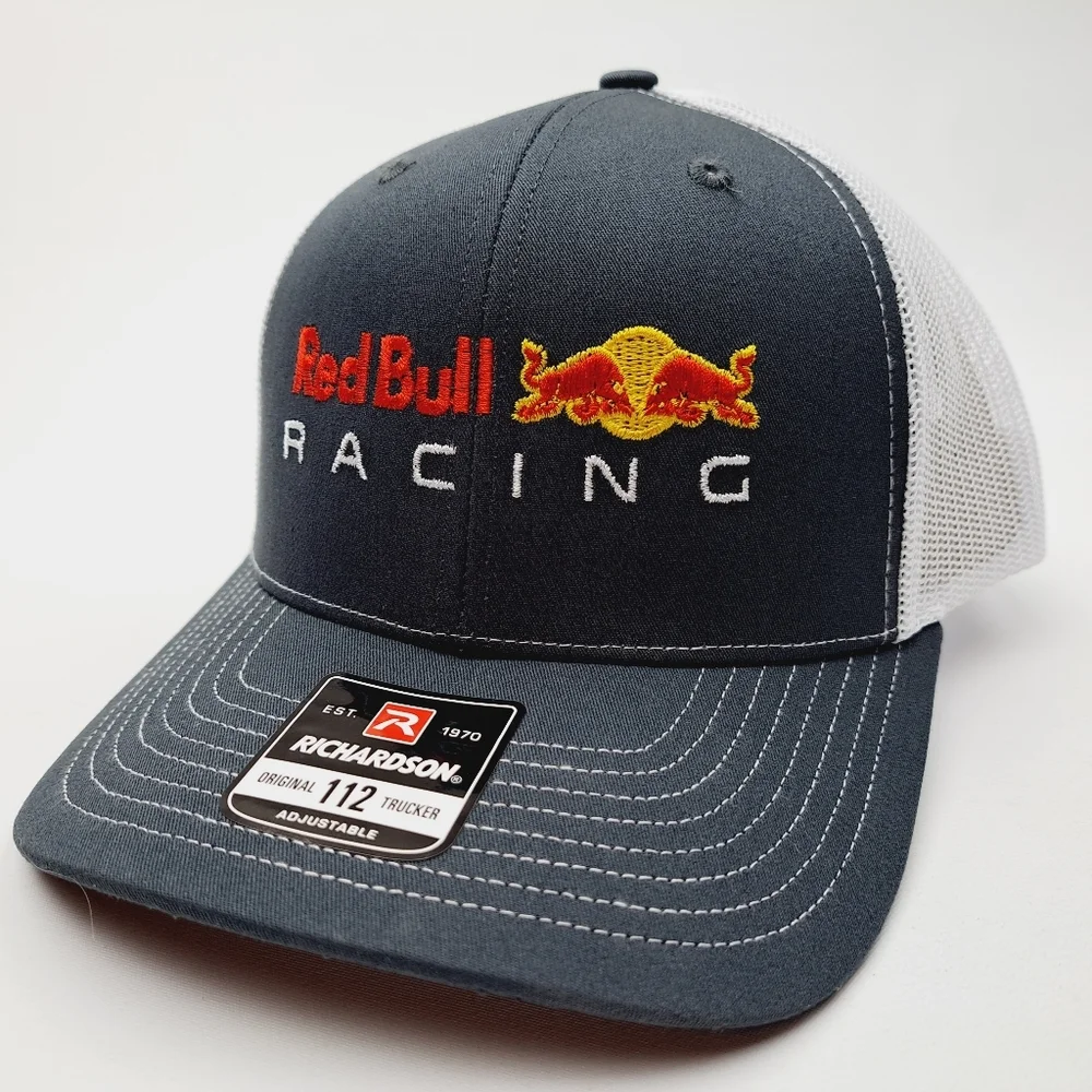 Red Bull Racing Richardson 112 Trucker Mesh Snapback Cap Hat Charcoal & White